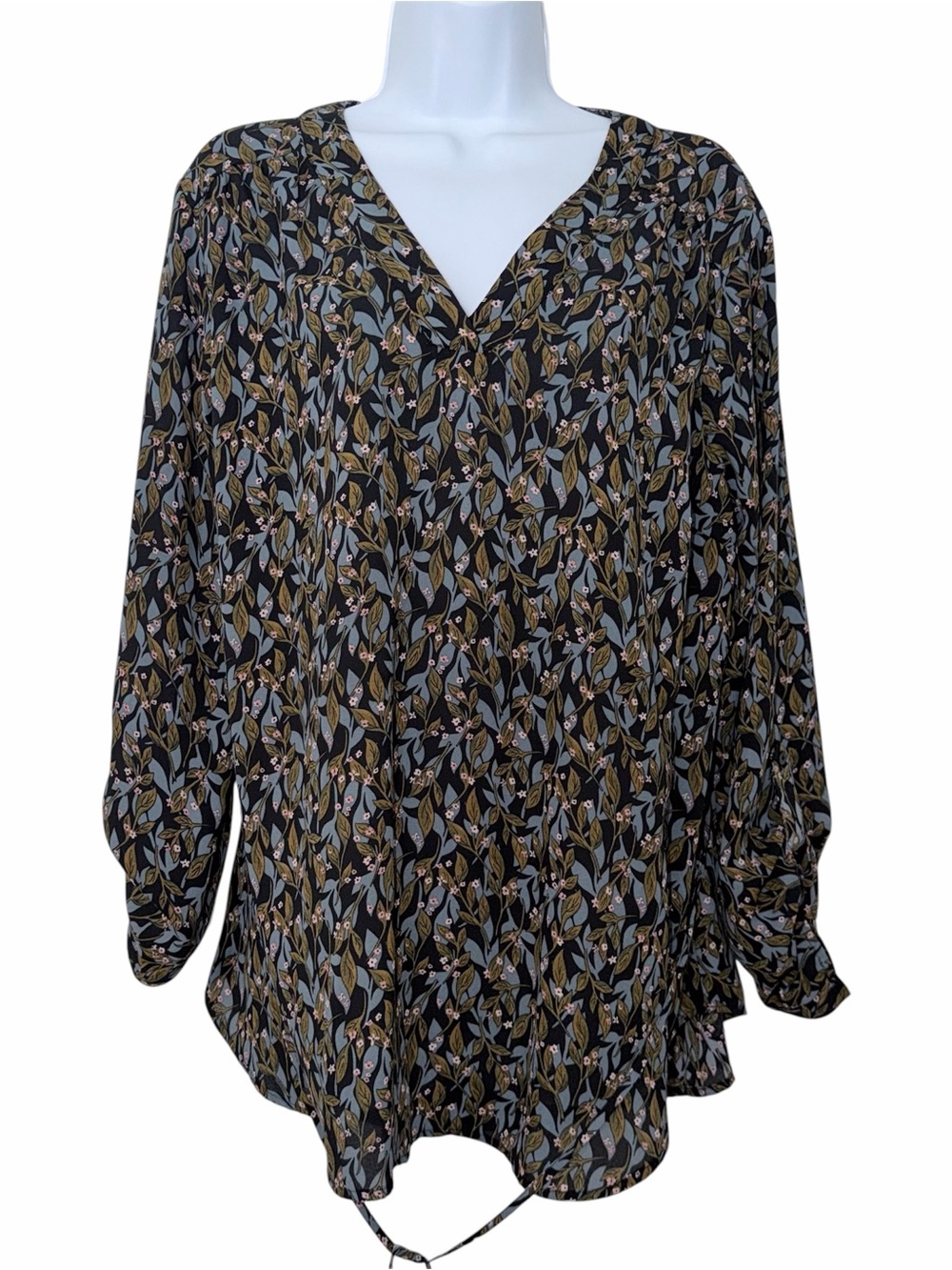 Motherhood Maternity Black Botanical Print V-Neck Blouse - Size Medium
